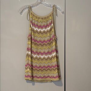 Missoni Yellow Pink Gold Chevron Knit Top Medium